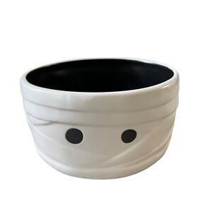 RAE DUNN Halloween Mummy Bowl Candy Dish Spooky Black & White Kitchen Decor New